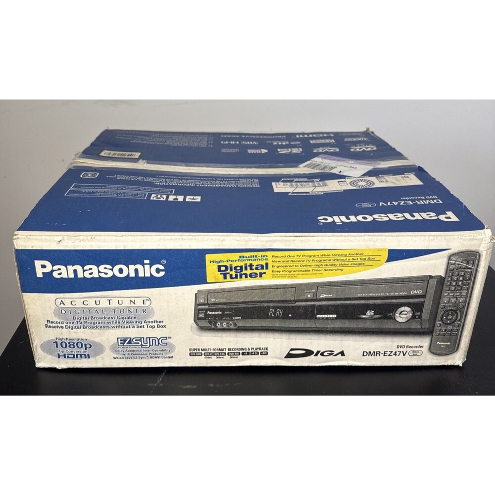 Panasonic DMR-EZ47V DVD Recorder and VHS Combo And Power Cord With Remote